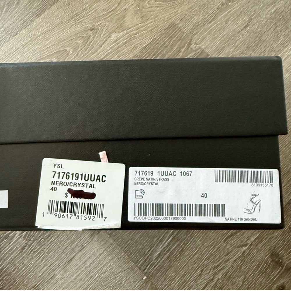 ❗️SOLD❗️Saint Laurent 110mm rhinestone-embellished straps sandals heels black - Picture 8 of 8